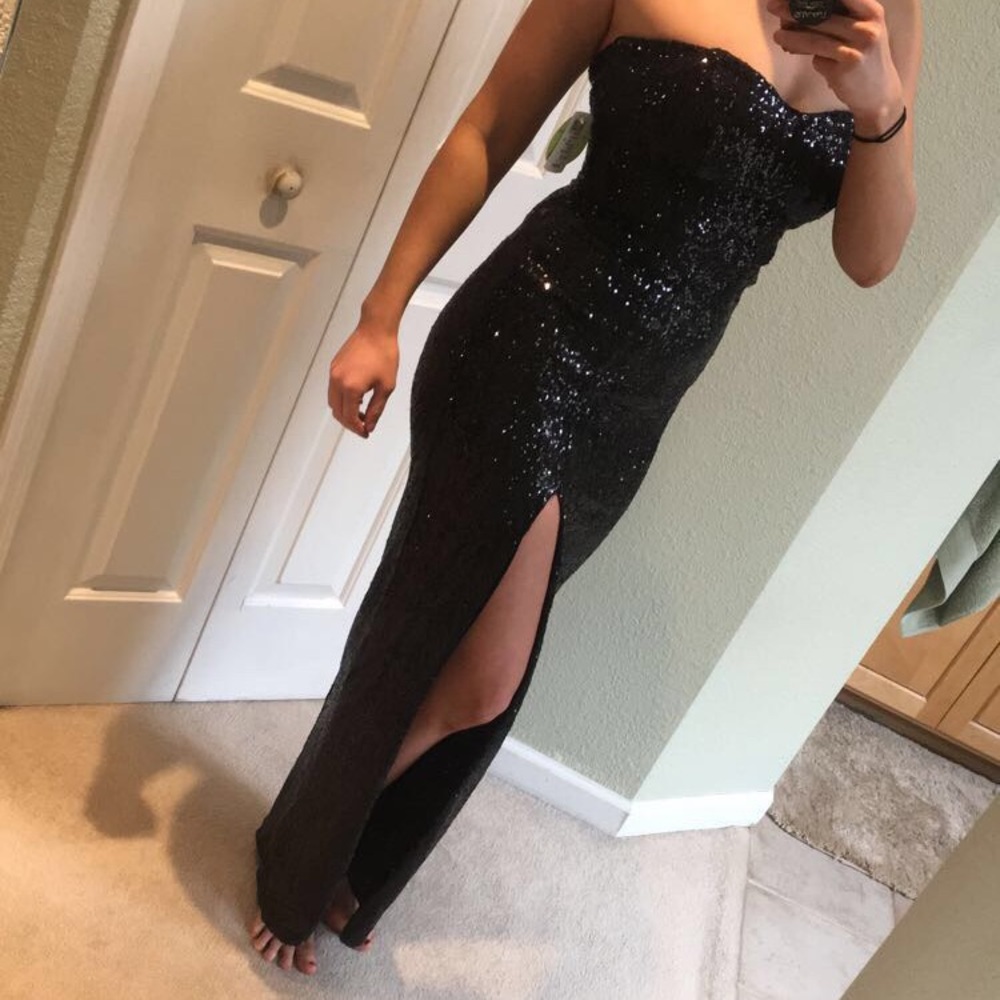 Black sequin prom/ball gown